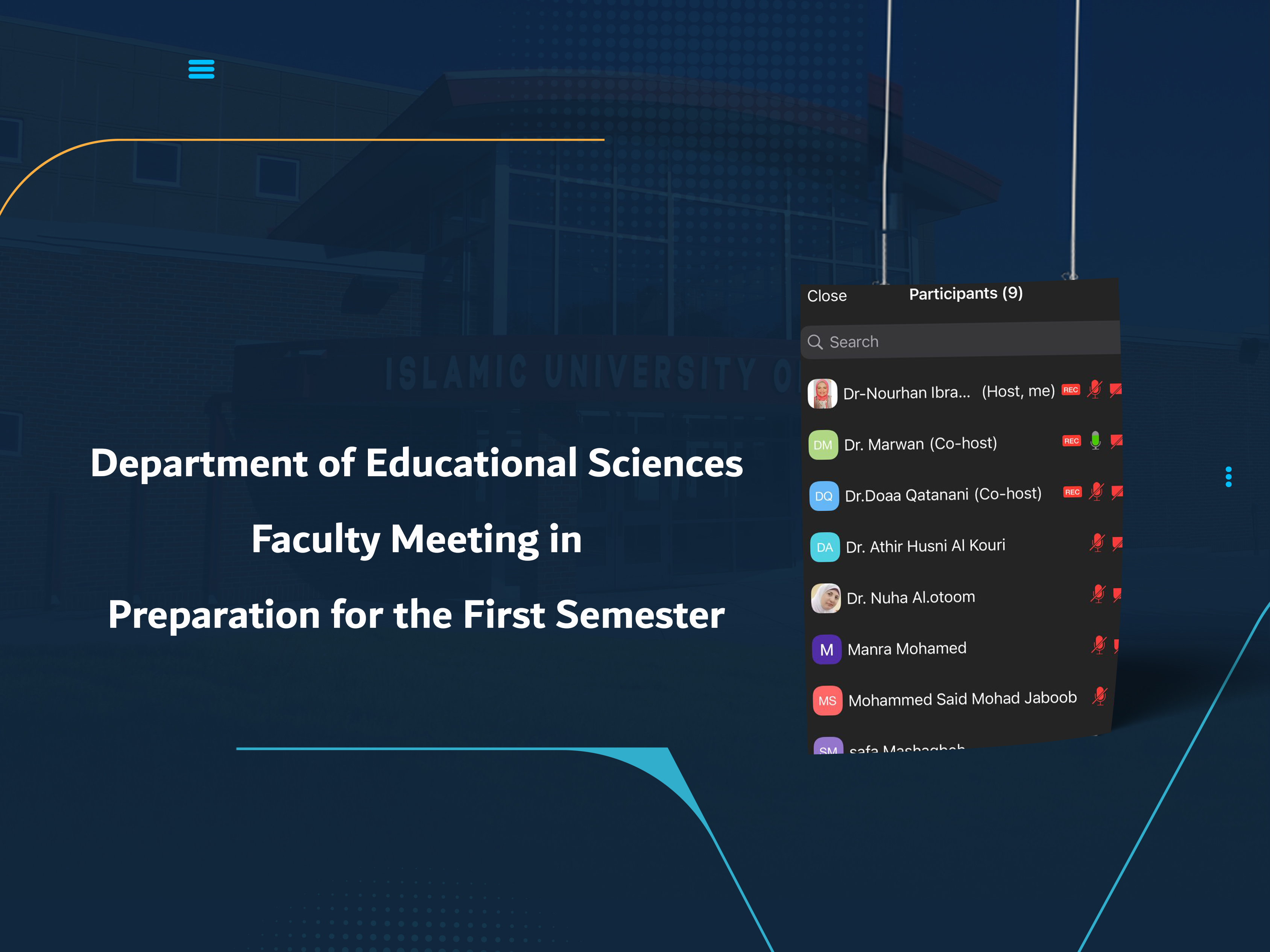 Department of Educational Sciences Faculty Meeting in Preparation for the First Semester