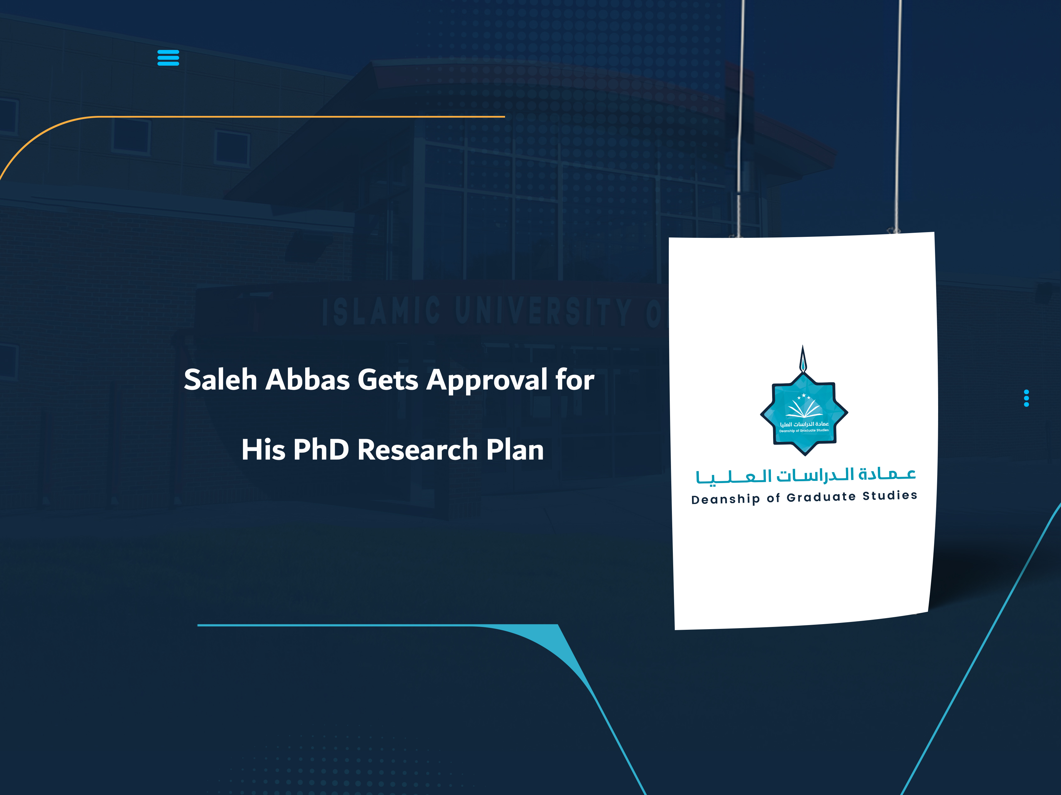 Saleh Abbas Gets Approval for His PhD Research Plan