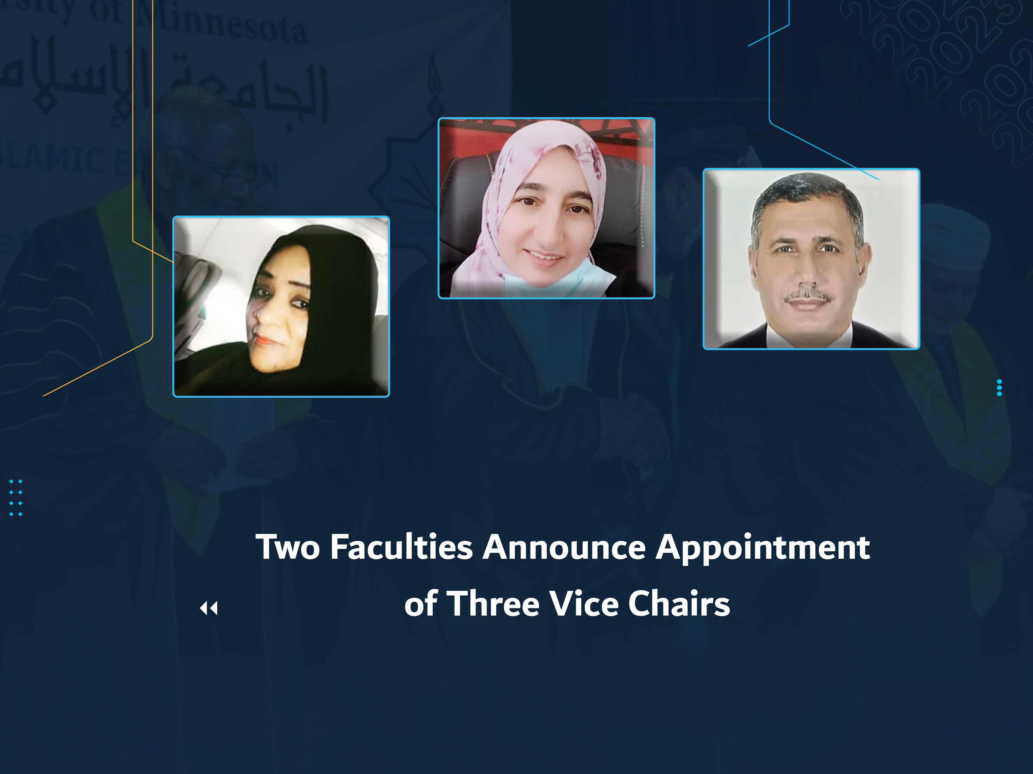 Two Faculties Announce Appointment of Three Vice Chairs