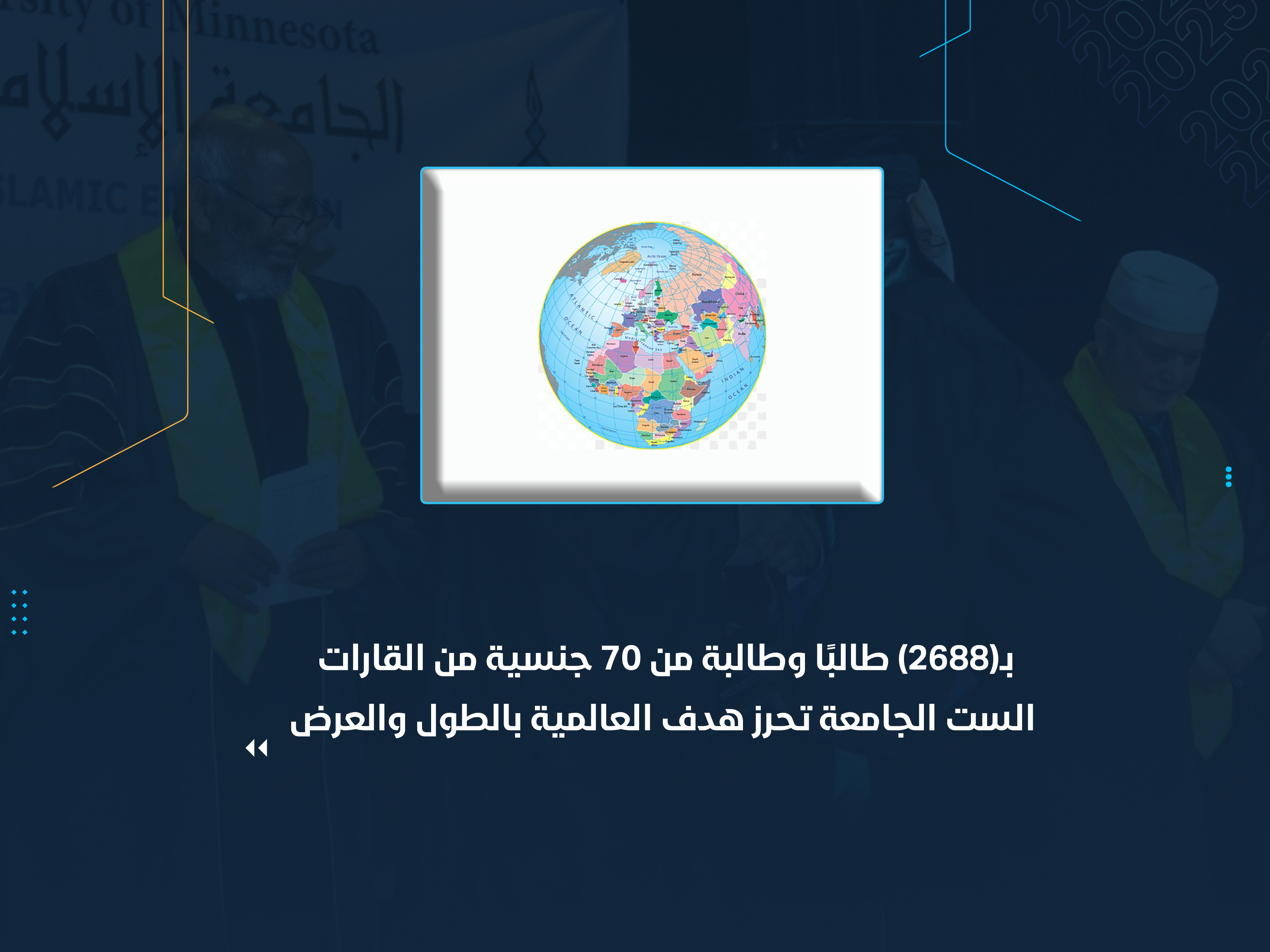 بـ(2688) طالبًا وطالبة من 70 جنسية من القارات الست الجامعة تحرز هدف العالمية بالطول والعرض