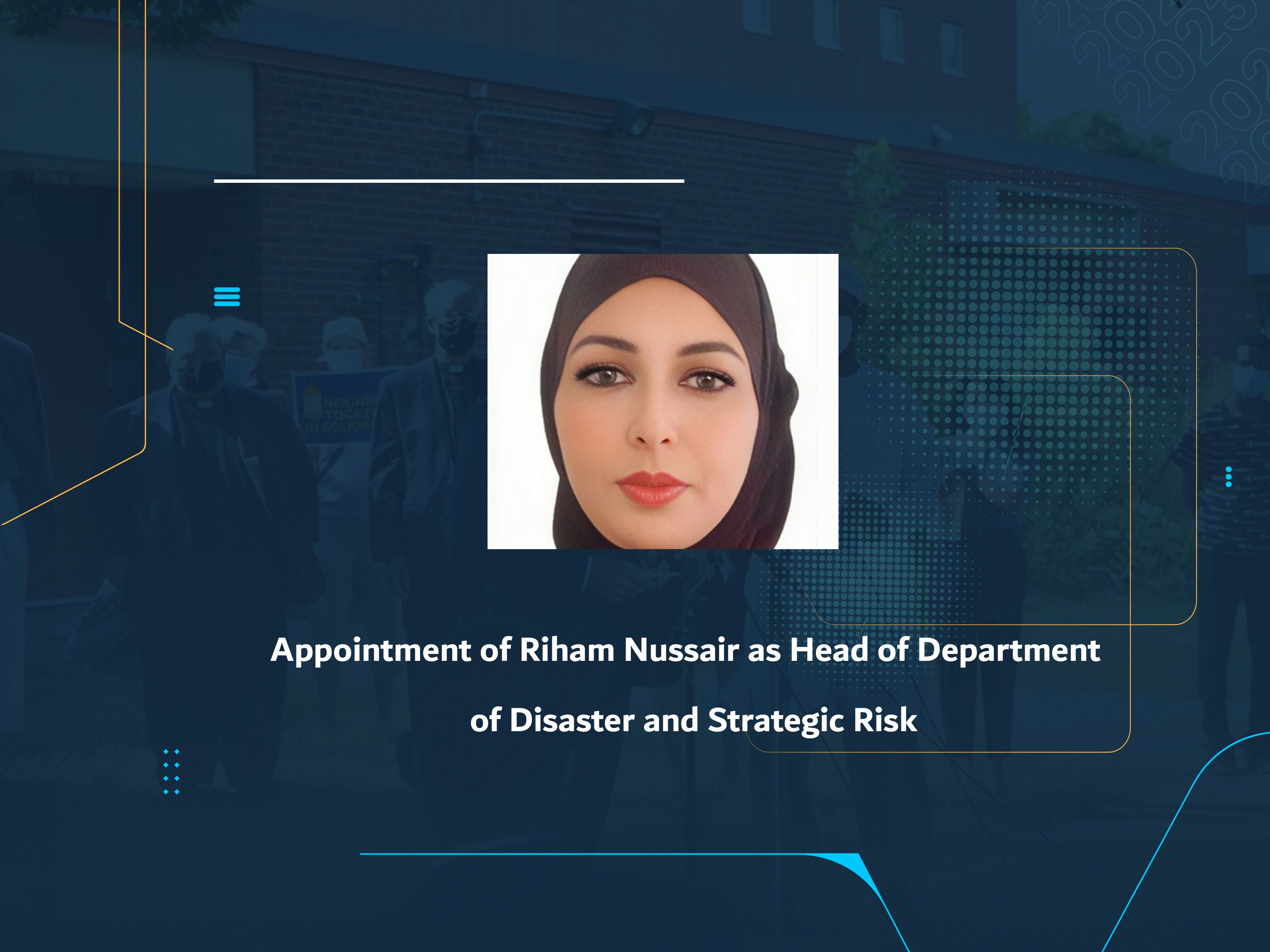 Appointment of Riham Nussair as Head of Department of Disaster and Strategic Risk
