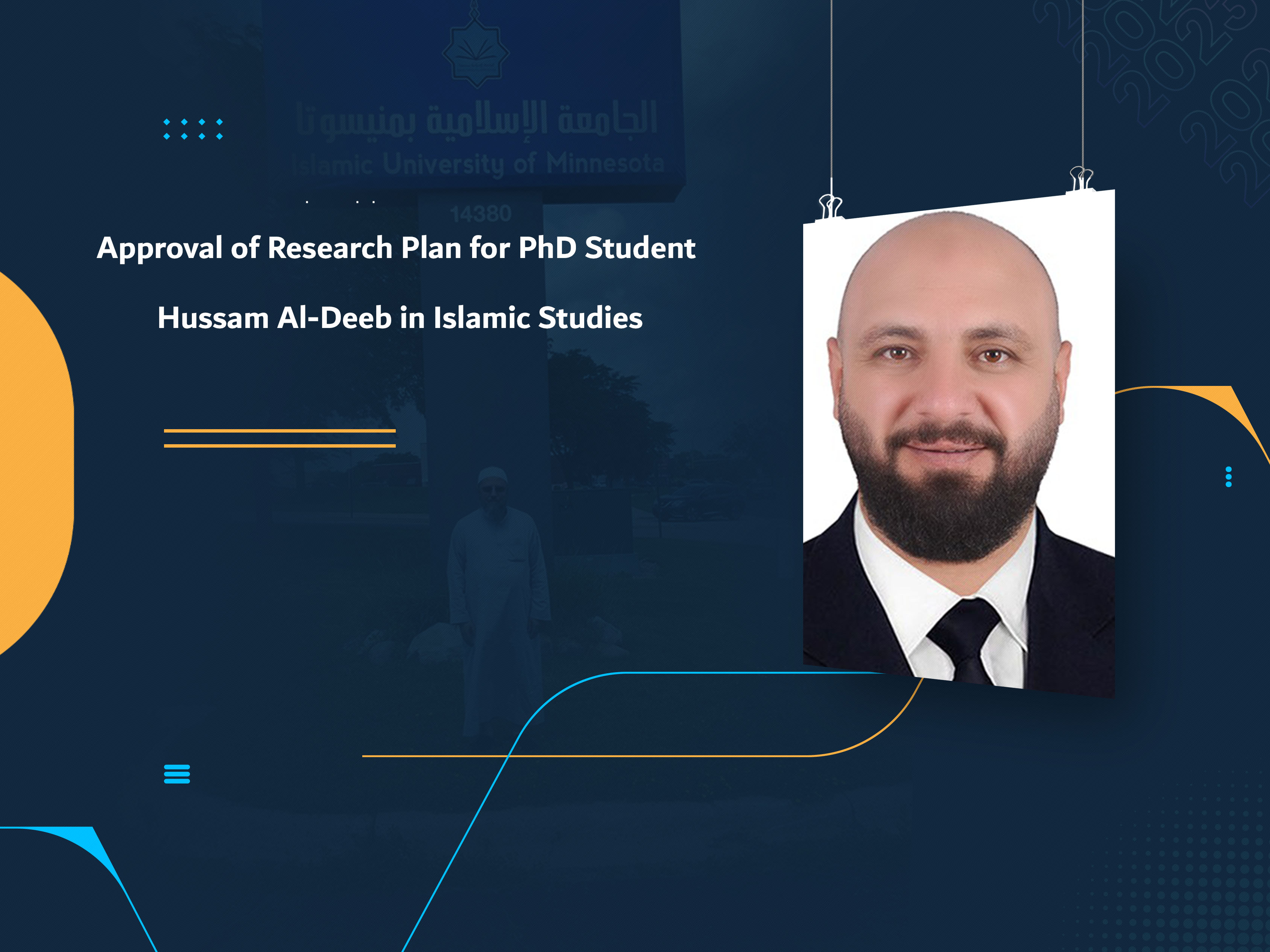 Approval of Research Plan for PhD Student Hussam Al-Deeb in Islamic Studies
