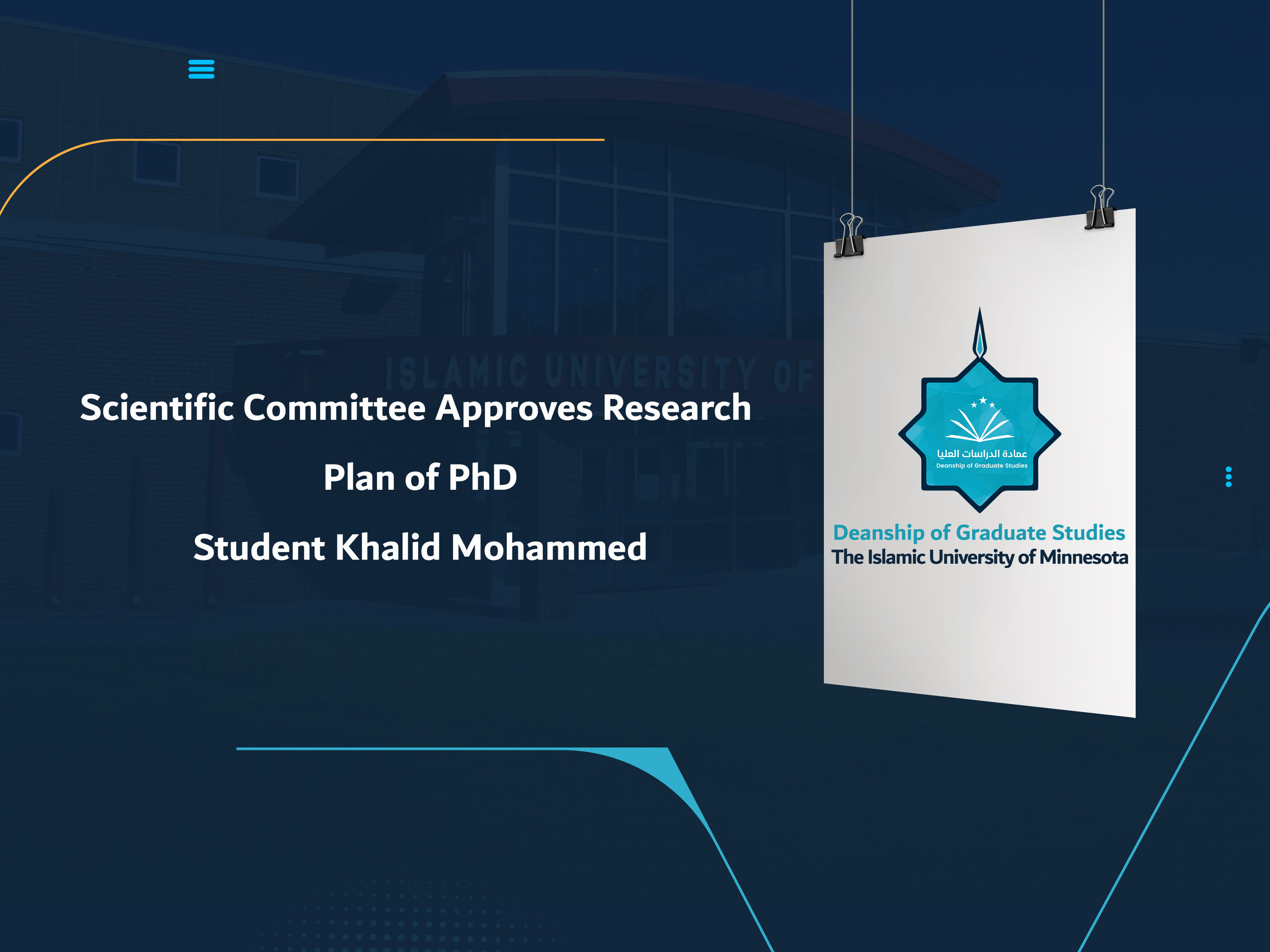 Scientific Committee Approves Research Plan of PhD Student Khalid Mohammed
